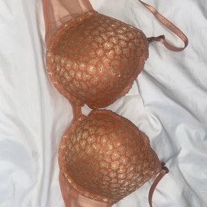 Orange leopard print push up bra